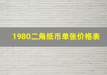 1980二角纸币单张价格表