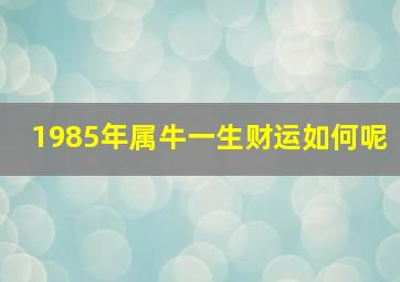 1985年属牛一生财运如何呢