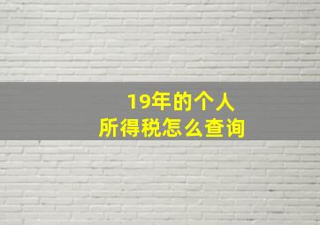 19年的个人所得税怎么查询