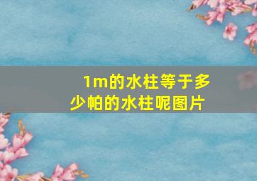 1m的水柱等于多少帕的水柱呢图片