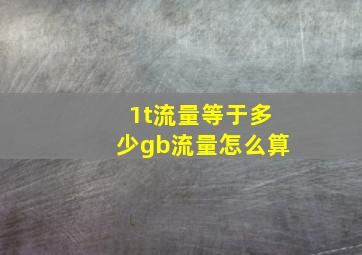 1t流量等于多少gb流量怎么算