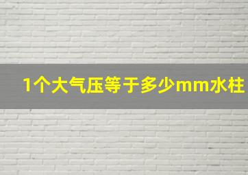 1个大气压等于多少mm水柱