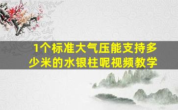 1个标准大气压能支持多少米的水银柱呢视频教学