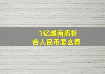 1亿越南盾折合人民币怎么算