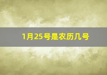 1月25号是农历几号