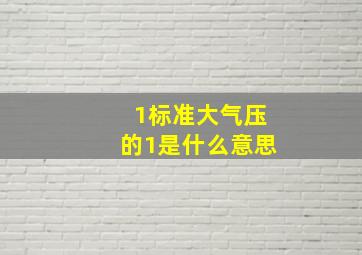 1标准大气压的1是什么意思