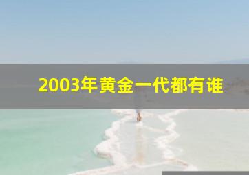 2003年黄金一代都有谁