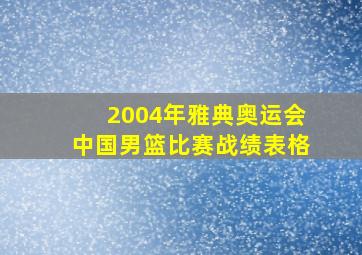 2004年雅典奥运会中国男篮比赛战绩表格