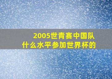 2005世青赛中国队什么水平参加世界杯的