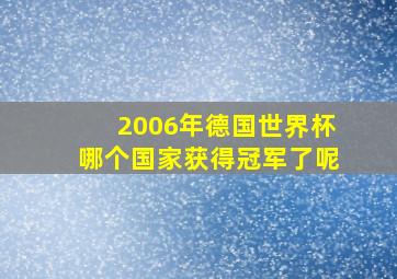 2006年德国世界杯哪个国家获得冠军了呢