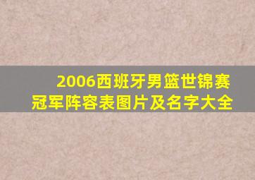 2006西班牙男篮世锦赛冠军阵容表图片及名字大全