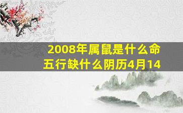 2008年属鼠是什么命五行缺什么阴历4月14