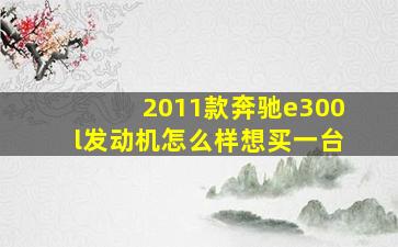 2011款奔驰e300l发动机怎么样想买一台