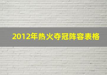 2012年热火夺冠阵容表格