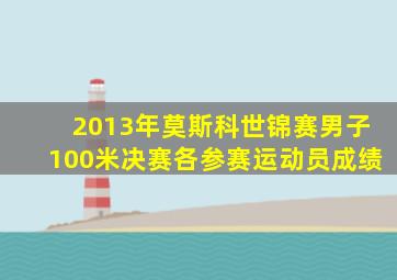 2013年莫斯科世锦赛男子100米决赛各参赛运动员成绩