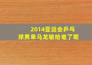 2014亚运会乒乓球男单马龙输给谁了呢