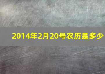 2014年2月20号农历是多少