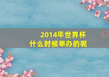 2014年世界杯什么时候举办的呢