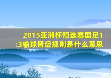 2015亚洲杯预选赛国足1:3输球晋级规则是什么意思