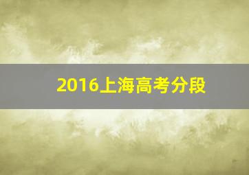 2016上海高考分段