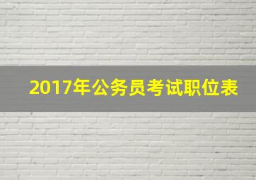 2017年公务员考试职位表