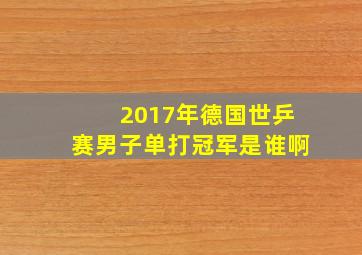 2017年德国世乒赛男子单打冠军是谁啊