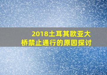 2018土耳其欧亚大桥禁止通行的原因探讨