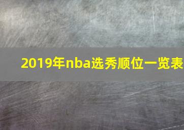 2019年nba选秀顺位一览表