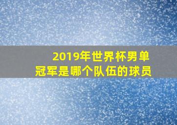 2019年世界杯男单冠军是哪个队伍的球员