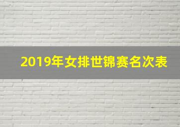 2019年女排世锦赛名次表