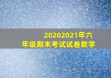 20202021年六年级期末考试试卷数学