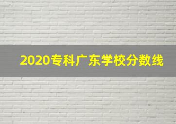 2020专科广东学校分数线