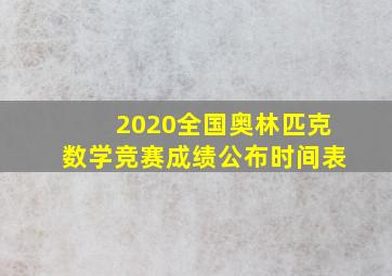 2020全国奥林匹克数学竞赛成绩公布时间表