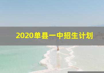 2020单县一中招生计划