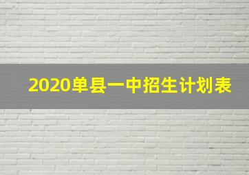 2020单县一中招生计划表