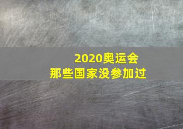 2020奥运会那些国家没参加过