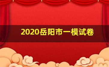 2020岳阳市一模试卷