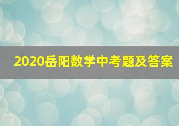 2020岳阳数学中考题及答案