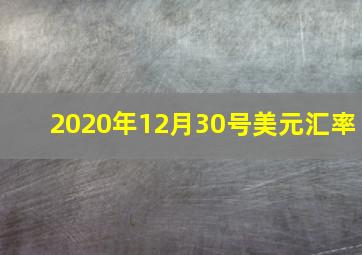 2020年12月30号美元汇率