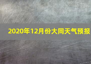 2020年12月份大同天气预报