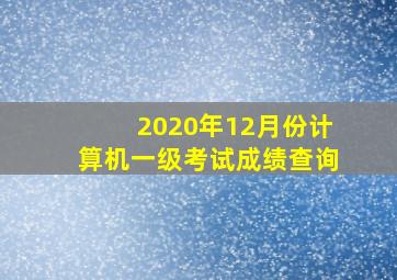 2020年12月份计算机一级考试成绩查询