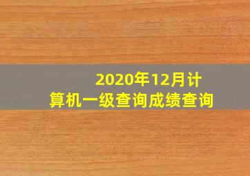 2020年12月计算机一级查询成绩查询