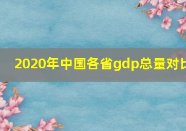 2020年中国各省gdp总量对比