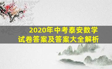 2020年中考泰安数学试卷答案及答案大全解析