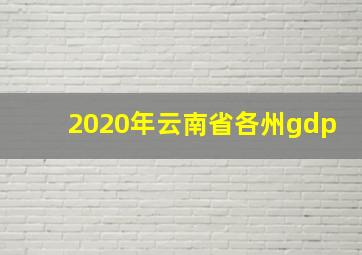 2020年云南省各州gdp