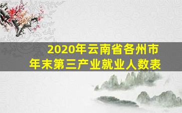 2020年云南省各州市年末第三产业就业人数表