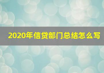 2020年信贷部门总结怎么写