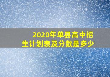 2020年单县高中招生计划表及分数是多少