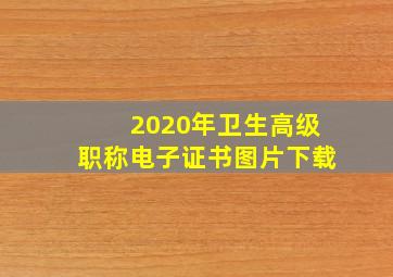 2020年卫生高级职称电子证书图片下载