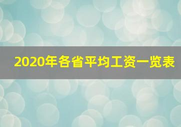 2020年各省平均工资一览表